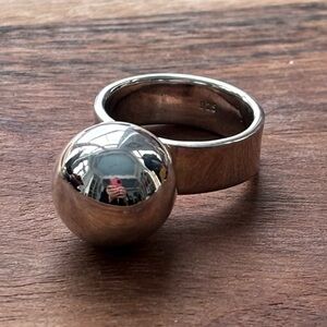 Sterling Silver Sphere Ball Ring Size 7